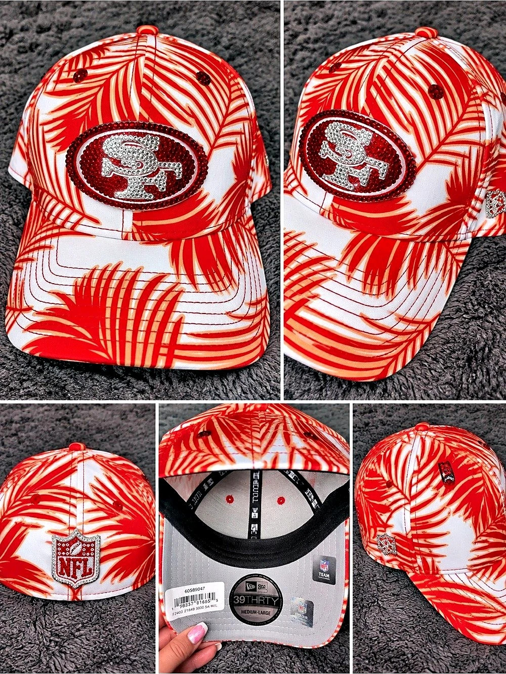 Bling San Francisco 49ers Hat Palm Print New Era Cap Custom Rhinestone NWT
